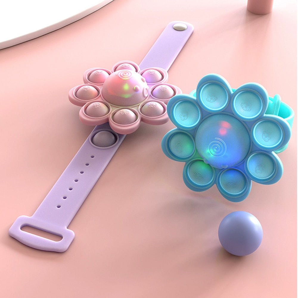 Fidget Spinner Bracelets - Very Unique Pop it Bracelet - Teal Fidget Toy -  Sensory Bracelet - Popper Wristband Push Pop Wearable Toys for Kids and